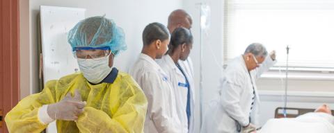 Medical works in personal protective equipment